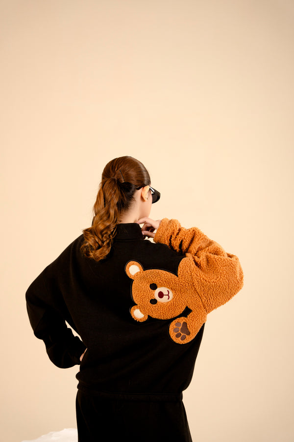 Women Zipper | Cute Teddy Bear | Black