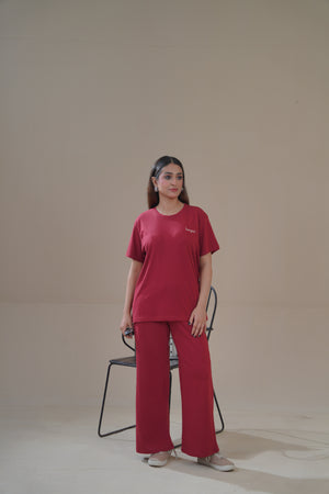 Women Knitted Loungewear - Wine