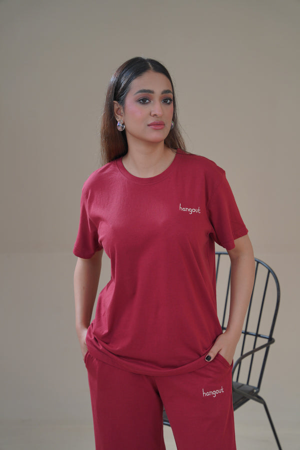 Women Knitted Loungewear - Wine
