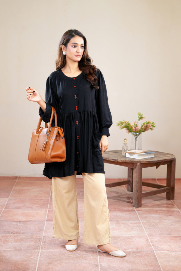 Women Classic Loungewear Top - Black