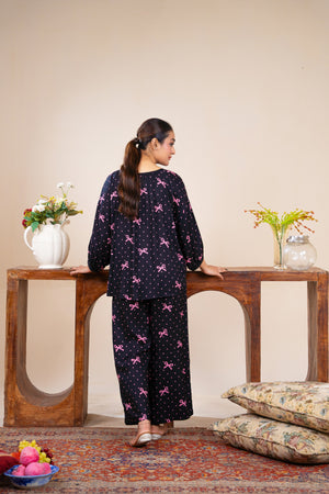 Women Classic Loungewear- Midnight Bows