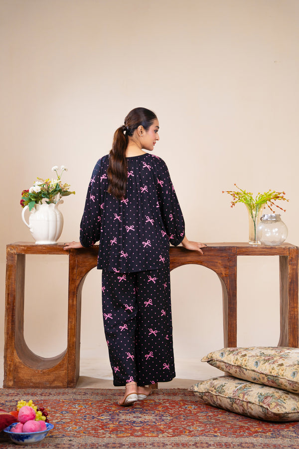Women Classic Loungewear- Midnight Bows
