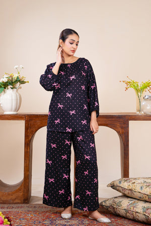 Women Classic Loungewear- Midnight Bows