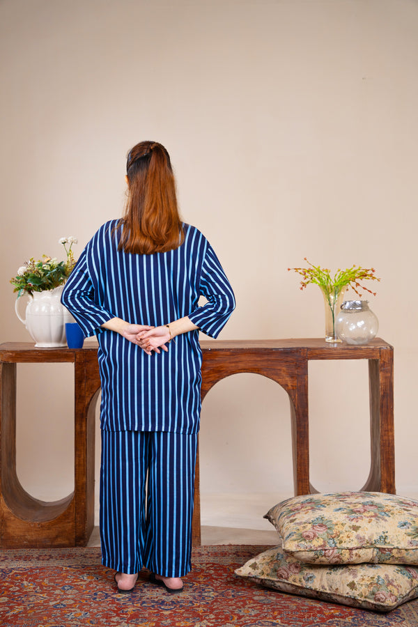 Women Sleepwear- Blue Stripe