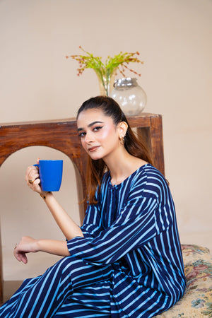 Women Sleepwear- Blue Stripe