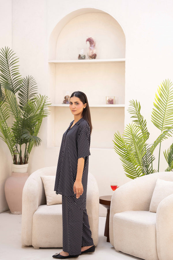 Women Loungewear Hi-Low - Midnight Dots