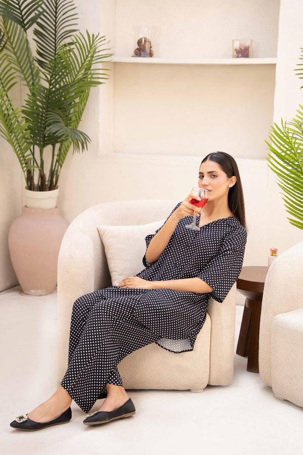 Women Loungewear Hi-Low - Midnight Dots