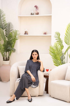 Women Loungewear Hi-Low - Midnight Dots