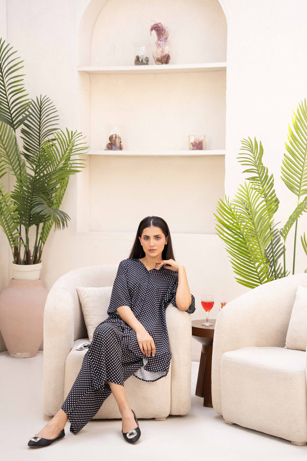 Women Loungewear Hi-Low - Midnight Dots