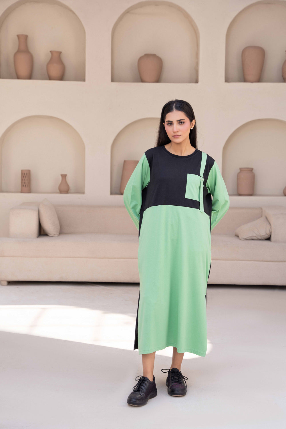 Women Long Top - Pastel Green