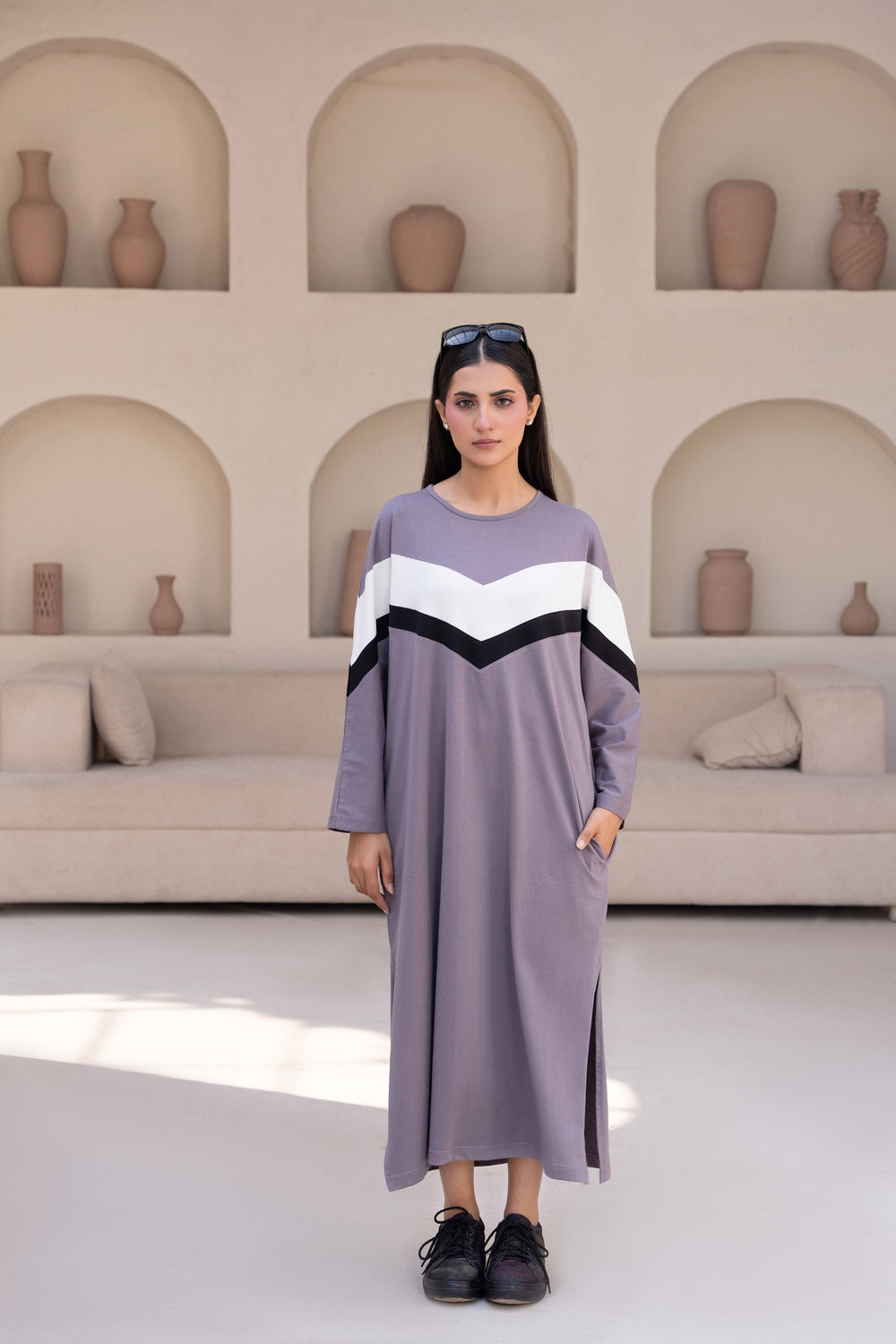 Women Long Top - Zig Zag