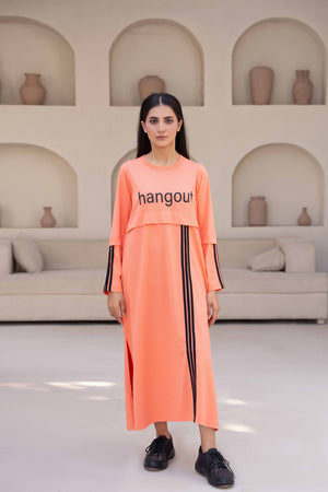 Women Long Top - Peach Stripes