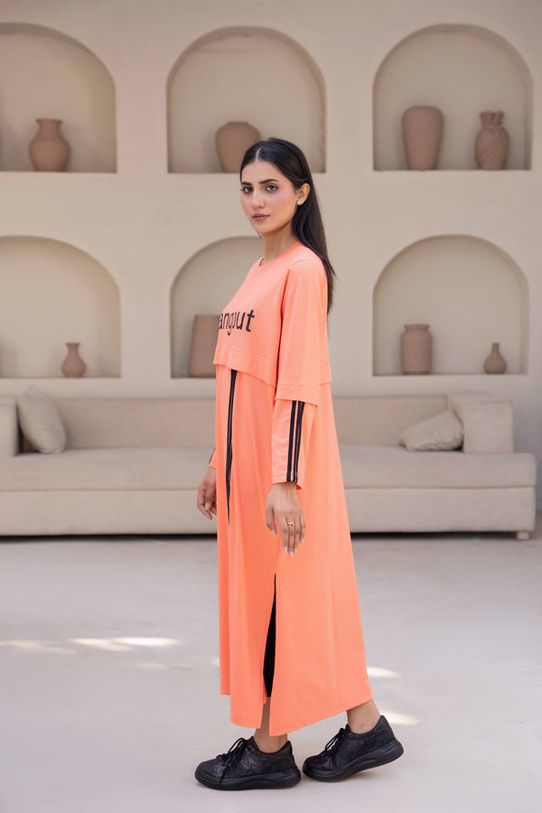 Women Long Top - Peach Stripes