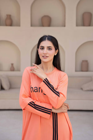 Women Long Top - Peach Stripes