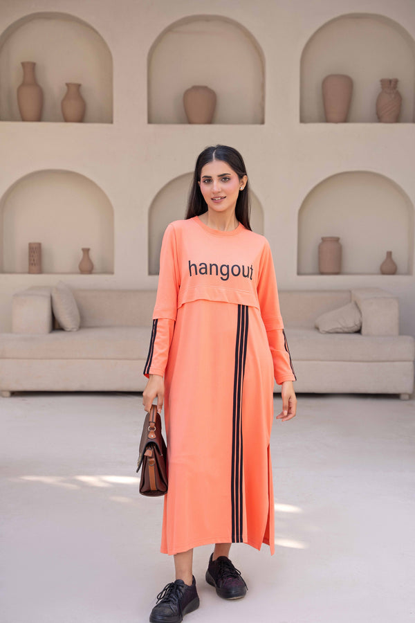 Women Long Top - Peach Stripes