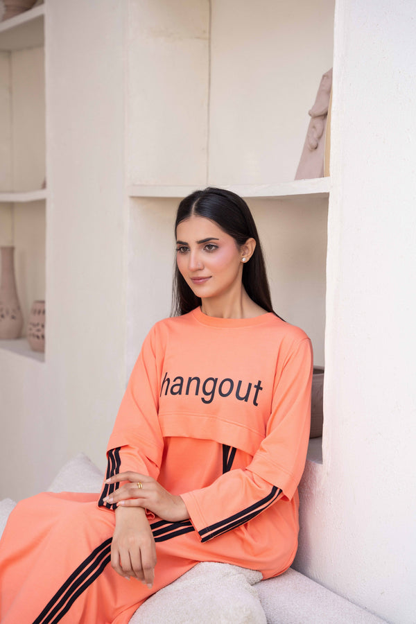 Women Long Top - Peach Stripes