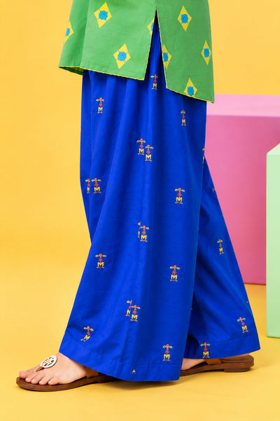 Women Cotton Belt Shalwar- Green Dot