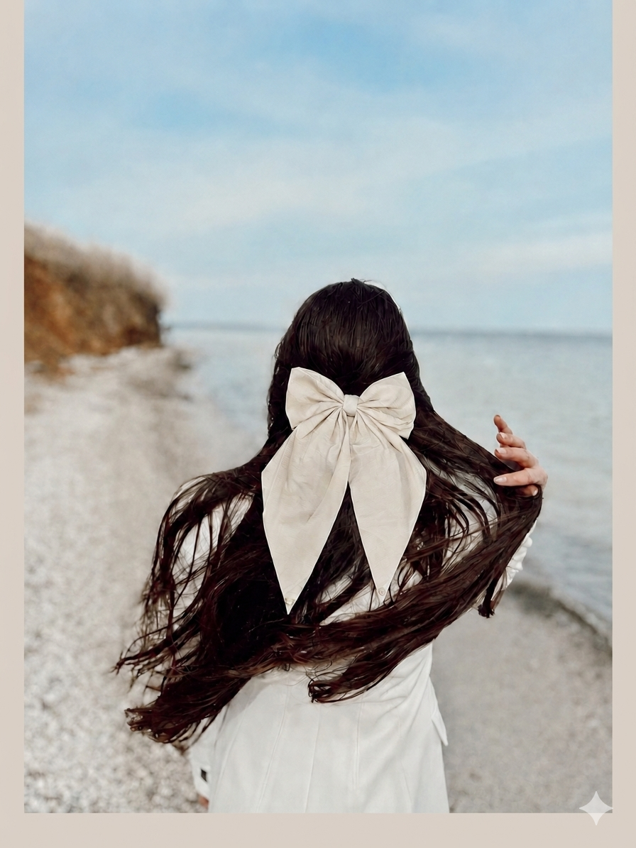 Fashion Pearl Off-White hair bow Clips