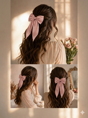 Fashion Pearl Pink hair bow Clips