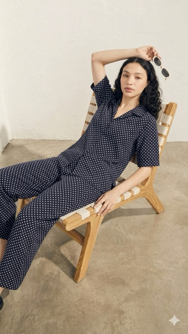 Women Loungewear Hi-Low - Midnight Dots