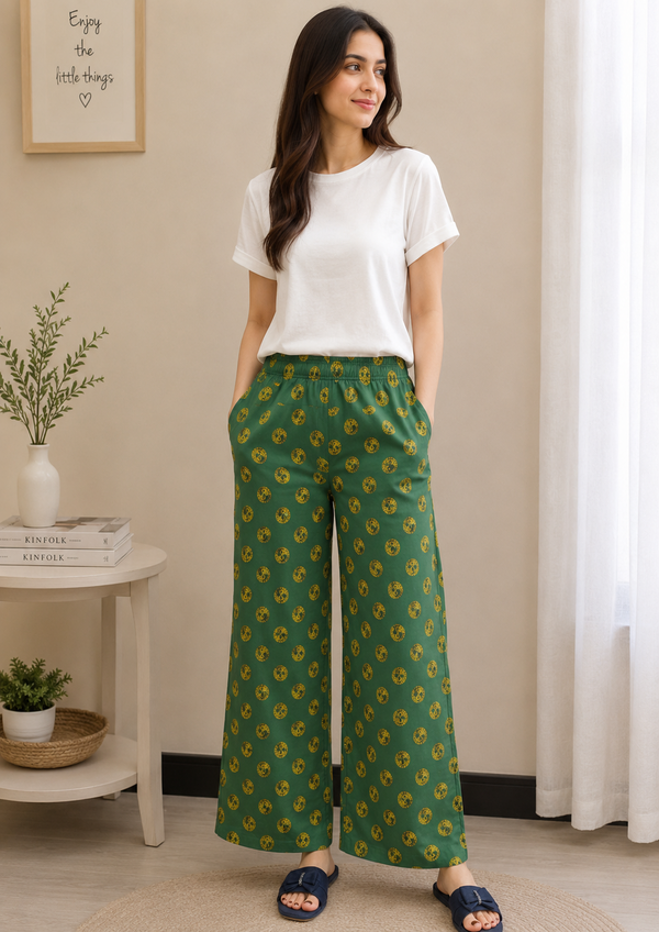 Loungewear Wide-Leg Pajama- Green Badge