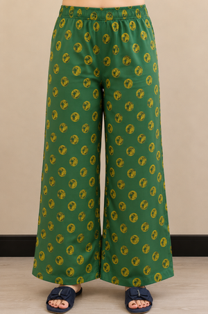 Loungewear Wide-Leg Pajama- Green Badge