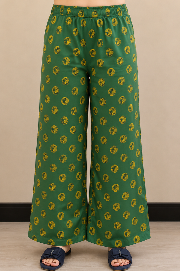 Loungewear Wide-Leg Pajama- Green Badge