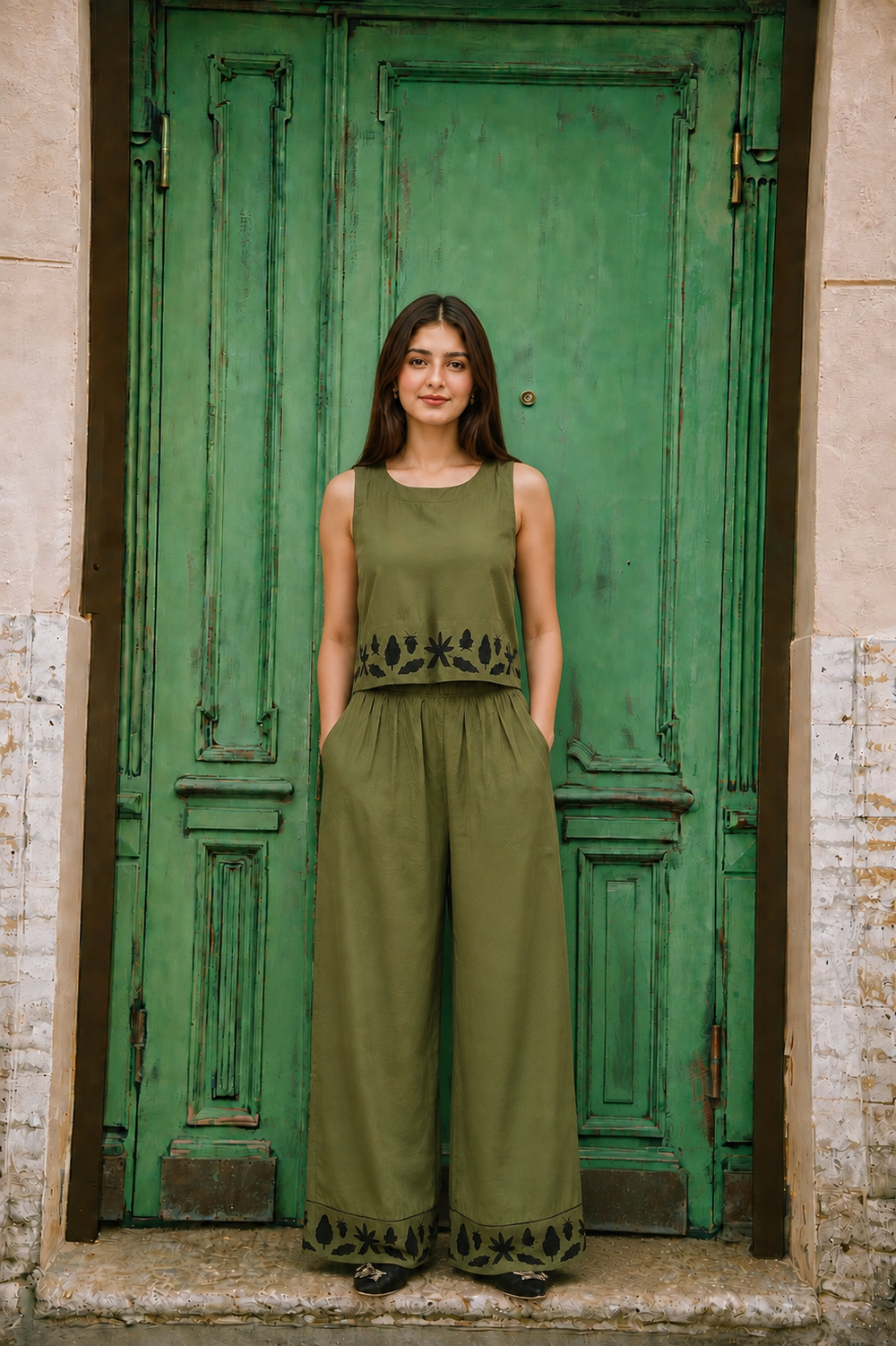 Women Classic Embroidered Co-ord Set - Forest Whispers