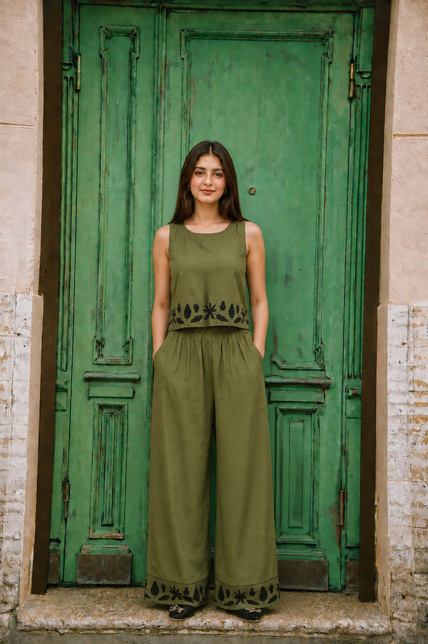 Women Classic Embroidered Co-ord Set - Forest Whispers