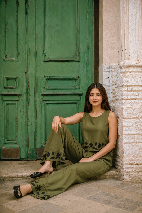 Women Classic Embroidered Co-ord Set - Forest Whispers