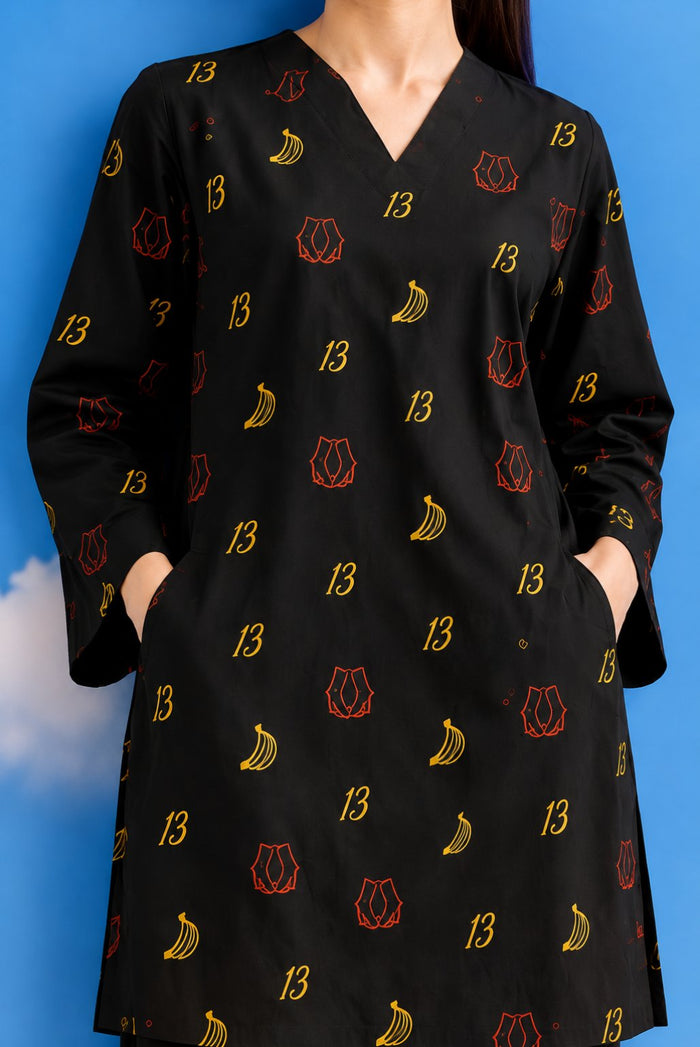 Women Cotton Shirt - Midnight Motif