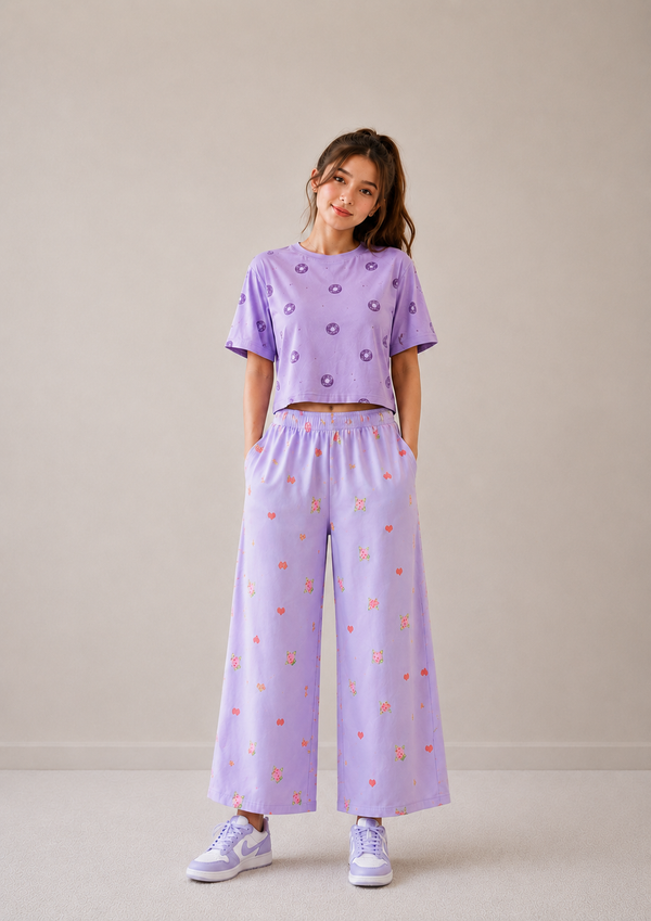 Women Loungewear Hotel Key Wide Leg Pajamas | 100% Cotton