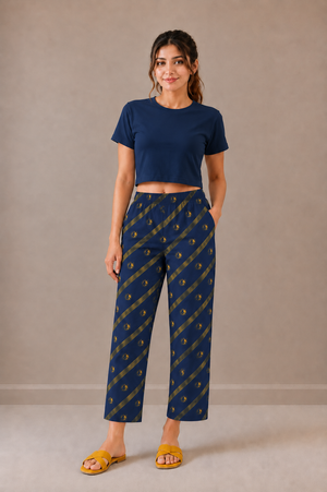 Loungewear Pajama- Blue Yellow Stripe