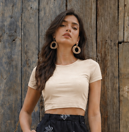 Womens  Crop Top - Beige Skin