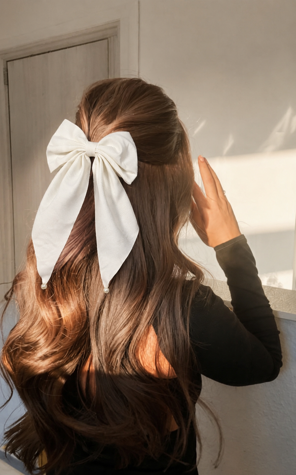 Fashion Pearl hair White bow Clips