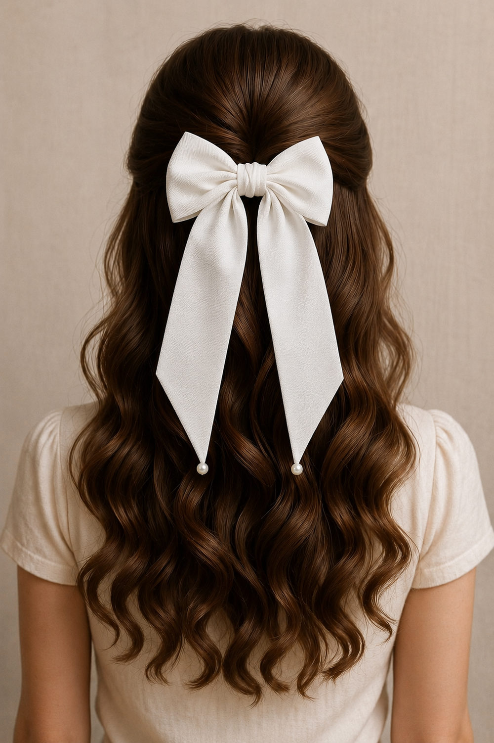 Fashion Pearl hair White bow Clips