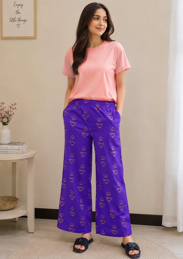 Loungewear Wide-Leg Pajama- Royal Band