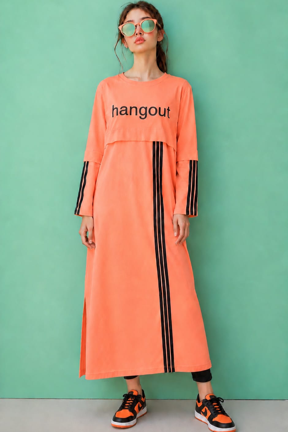 Women Long Top - Peach Stripes