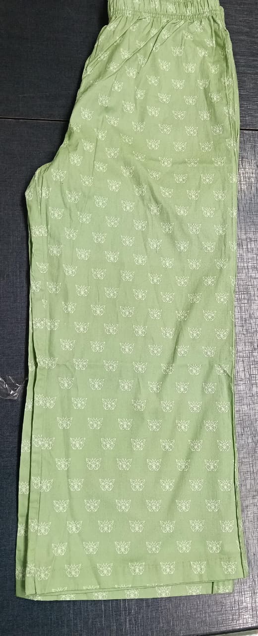 Women Loungewear Butterfly mint  Wide Leg Pajamas | 100% Cotton