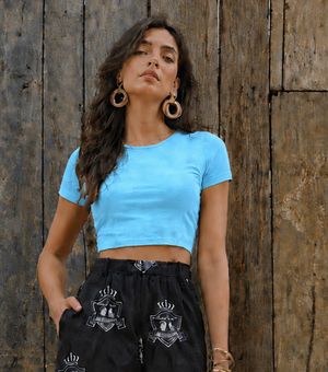 Womens  Crop Top - Aqua Blue
