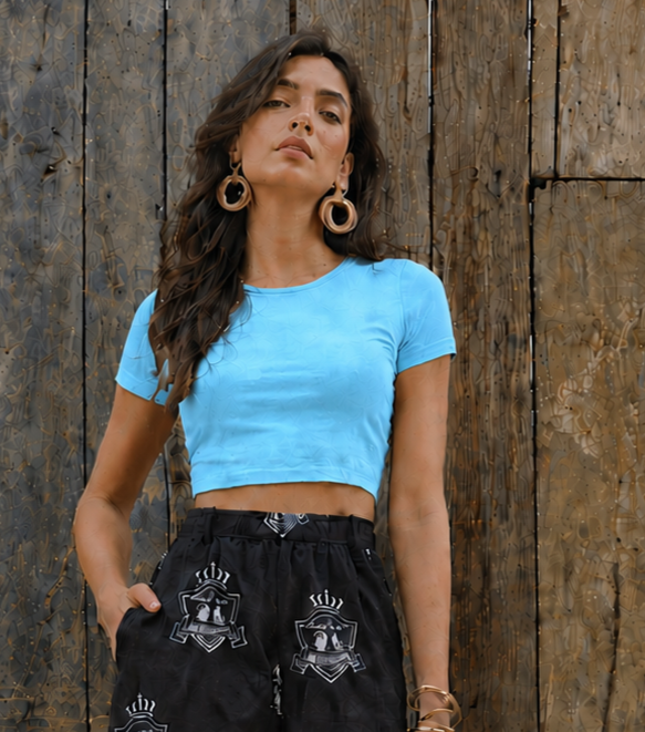 Womens  Crop Top - Aqua Blue