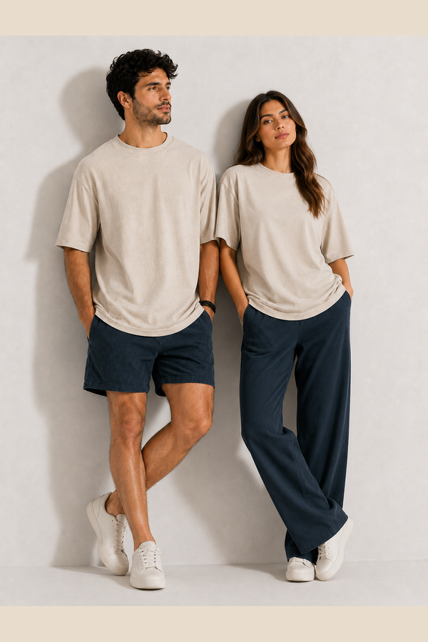 Vintage Textured Oversized Tee – Dust Off White