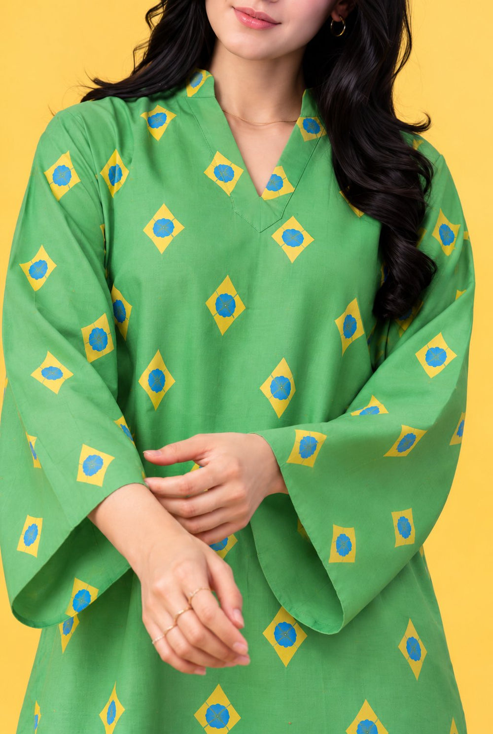 Women Cotton Loungewear - Green Dot