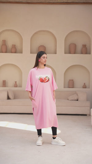 Women Long Top- Strawberry