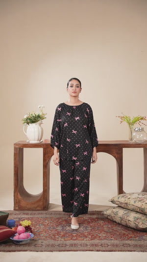 Women Classic Loungewear- Midnight Bows