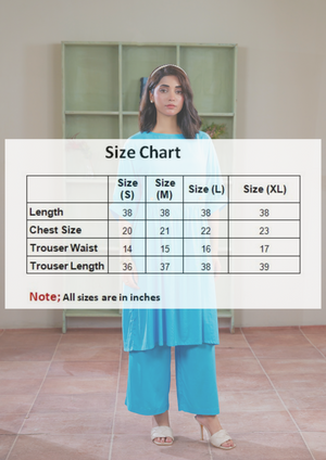 Women 2PC Long Frock -Aqua Blue