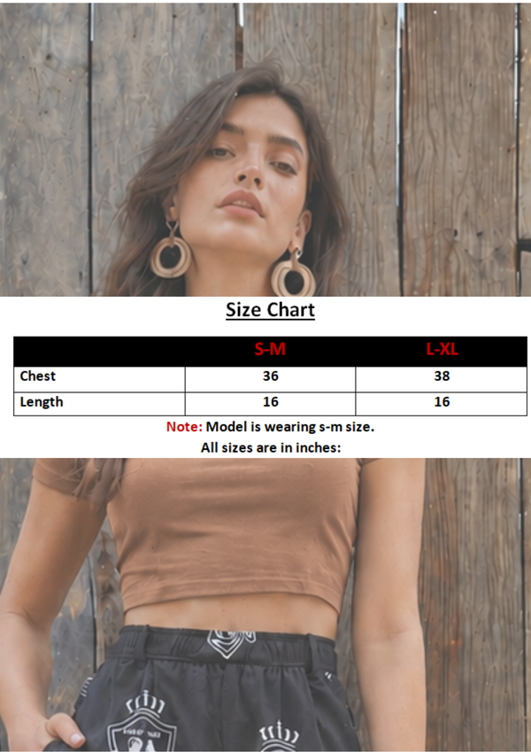 Womens  Crop Top - Camel Brwon