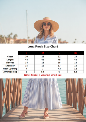 Women Long Frock - Sky Stripe - Frock for Women by Hangout Pakistan - view 3
