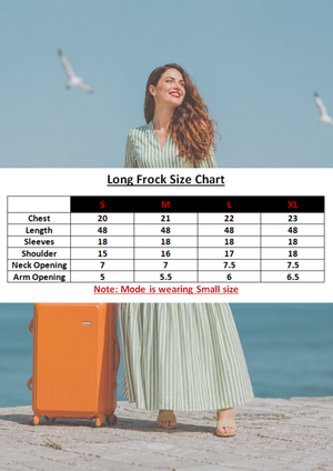 Women Long Frock - Green Stripe