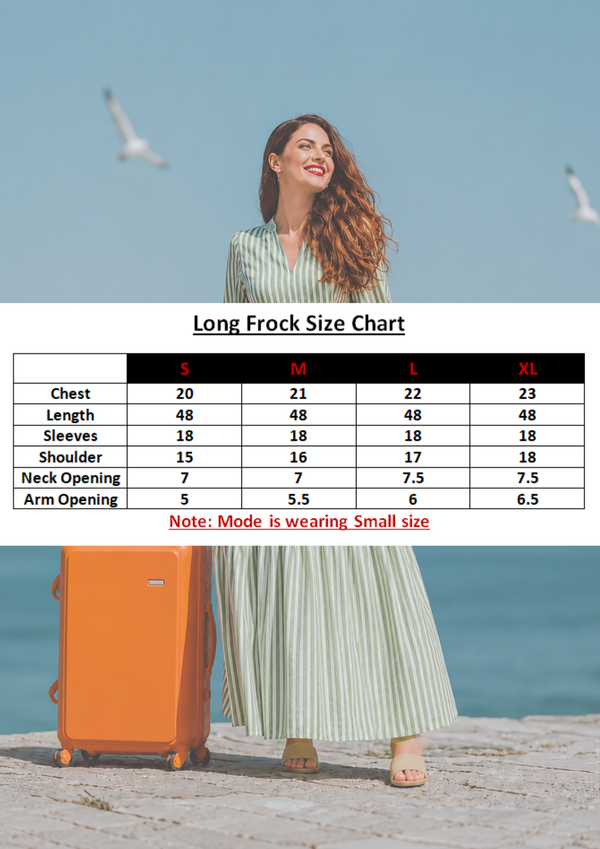 Women Long Frock - Green Stripe